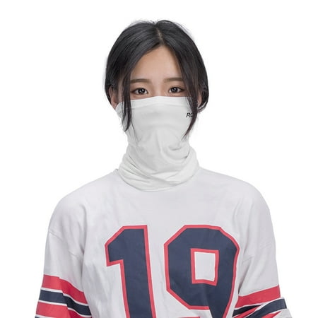RockBros Sports Ice Silk Scarf Neck Warmer Headband with Hanging Ear White